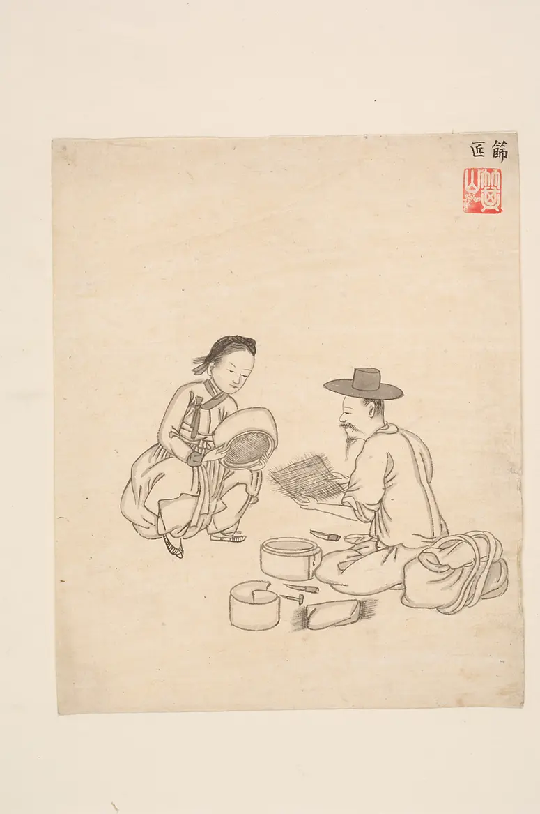 Tuschezeichnung der Werkstatt Kim Jun-geun 김준근 金俊根 (Kisan 기산 箕山)