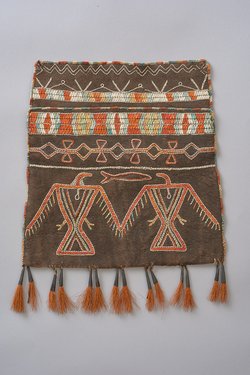 Black-dyed pouch with Thunderbird and Sturgeon