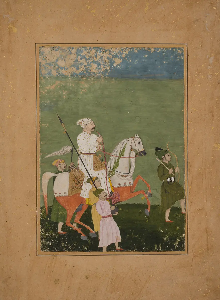 Miniaturmalerei Maharaja auf Pferd