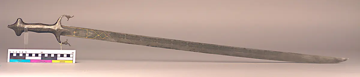 Schwert mit Schriftkartuschen tauschiert