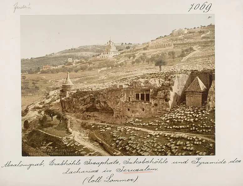Absalomgrab, Grabhöhle Josaphats, Jakobshöhle und Pyramide des Zacharias in Jerusalem