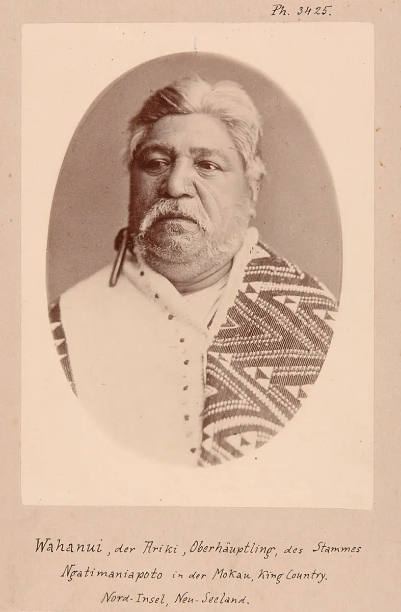 Wahanui, der Ariki, Oberhäuptling, des Stammes Ngatimaniapoto in der Mokau, King Country [Waikato]. Nord-Insel, Neu-Seeland