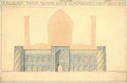 Mausoleum Timur Tamerlan´s in Samarkand - Hauptansicht. Klosterschule - Rekonstruction.