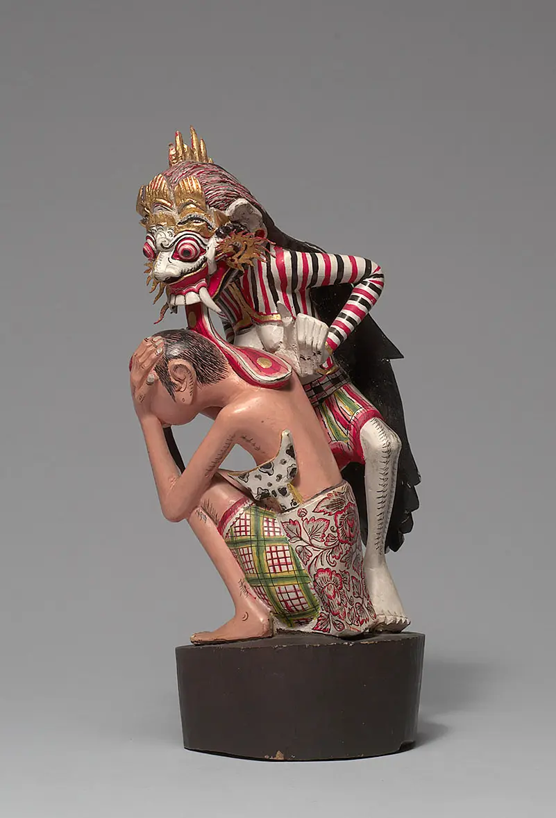 Witch Rangda with her stepson Sahadewa as sacrifice