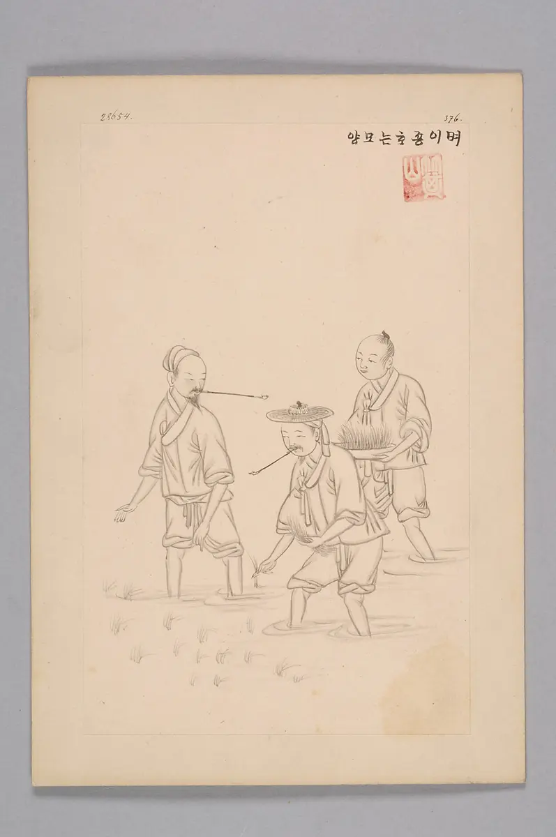 ink drawing by the workshop Kim Jun-geun 김준근 金俊根 (Kisan 기산 箕山)