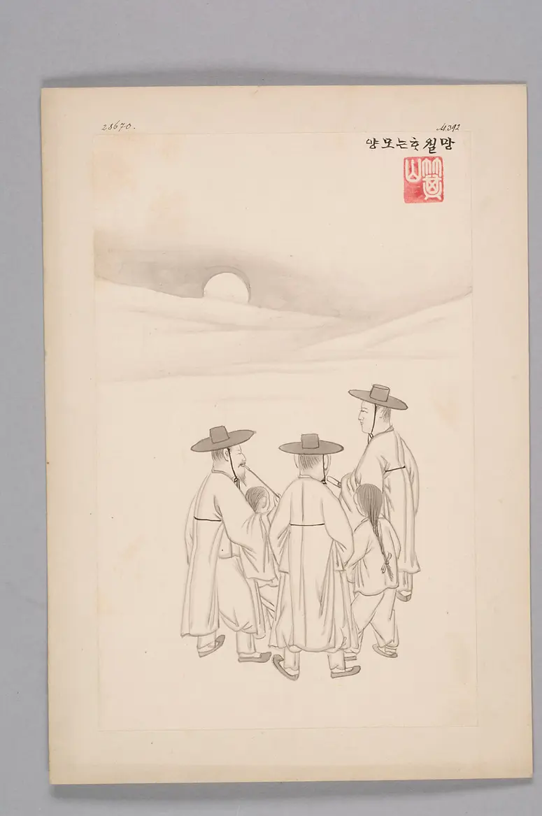 Tuschezeichnung der Werkstatt Kim Jun-geun 김준근 金俊根 (Kisan 기산 箕山)