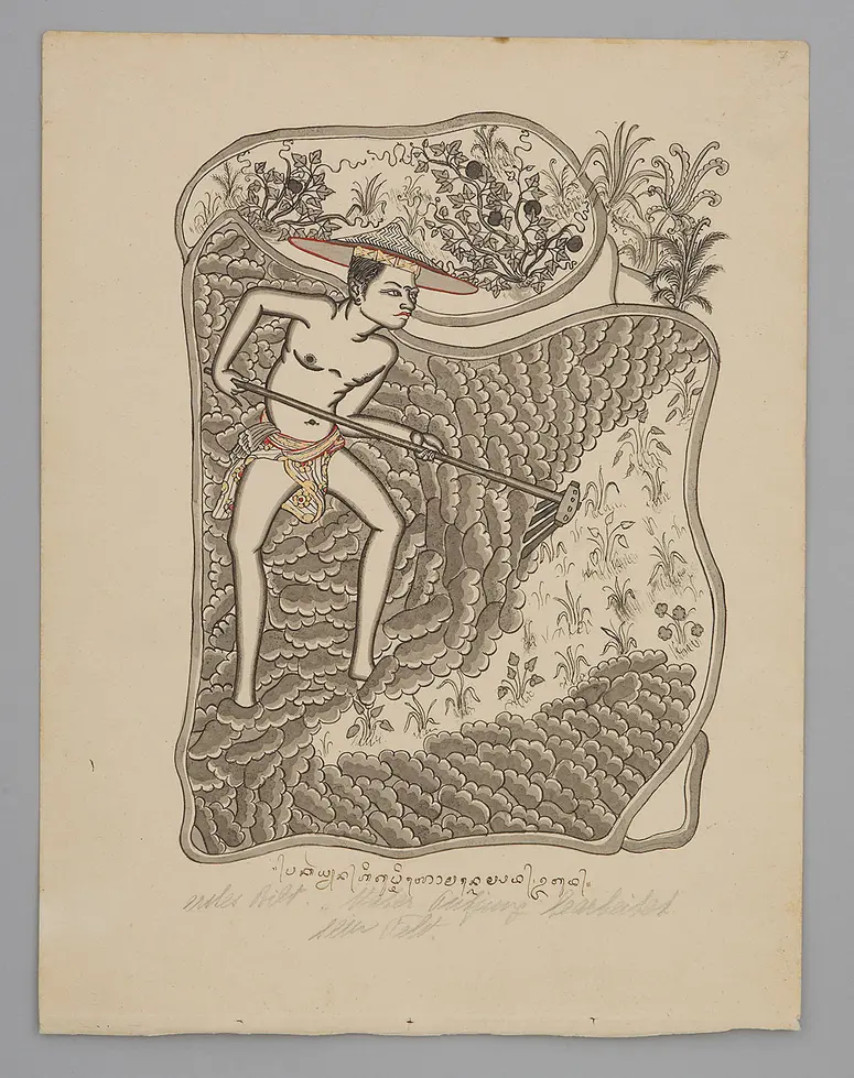 The farmer ploughs the field