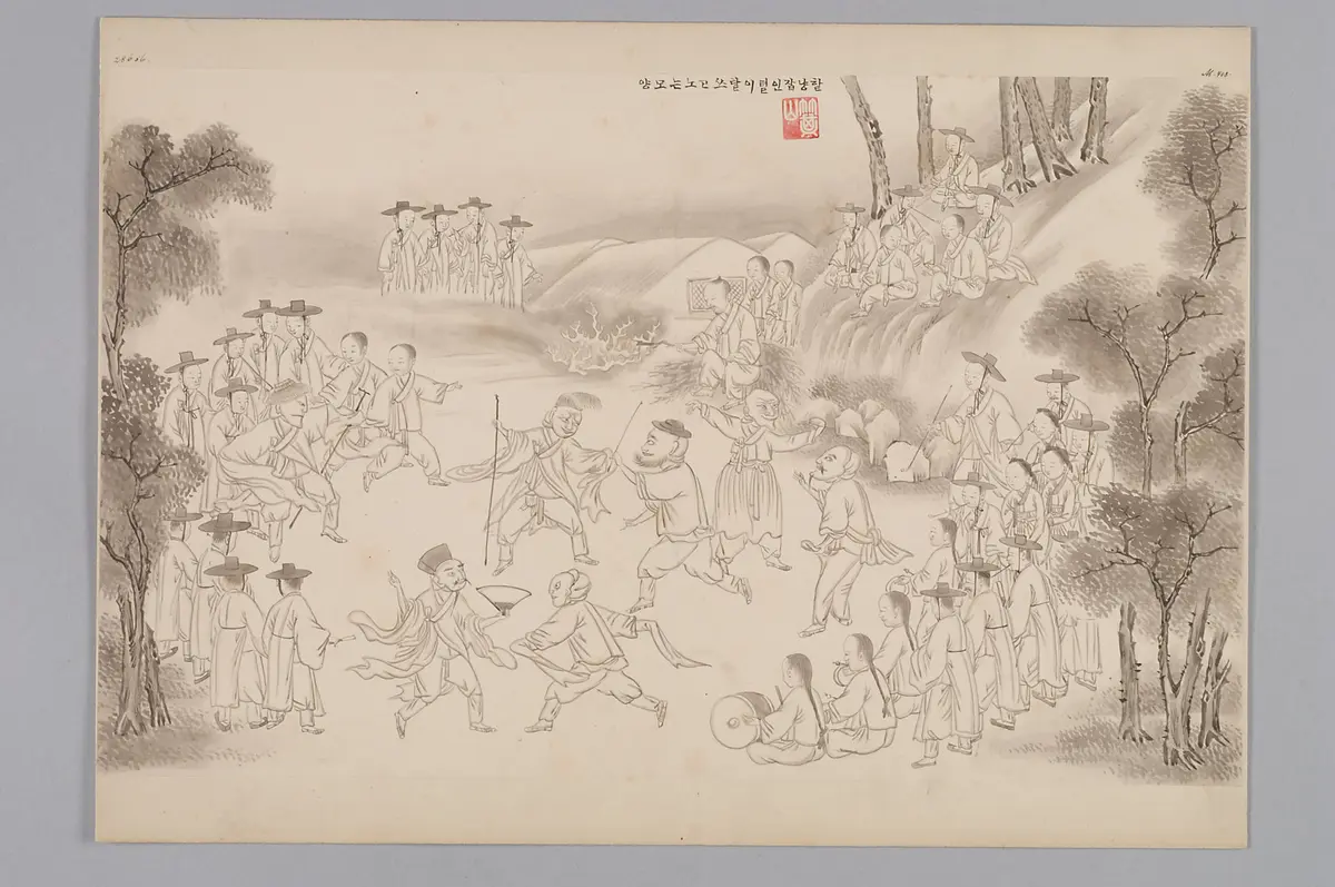 ink drawing by the workshop of Kim Jun-geun 김준근 金俊根 (Kisan 기산 箕山)
