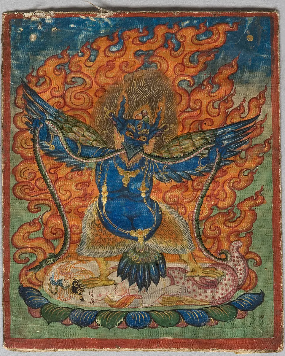 Ritualkarte (tib: tsa ka li) Garuda (tib. chos khyun)
