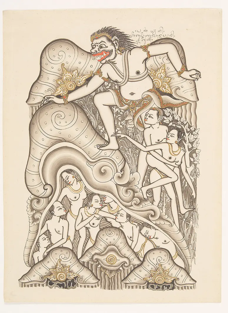 Szene aus der Mythologie Atmaprasangsa