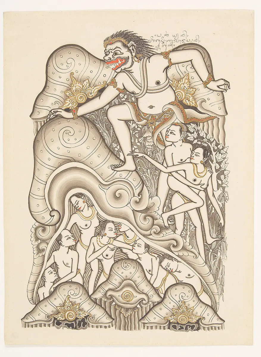 Szene aus der Mythologie Atmaprasangsa