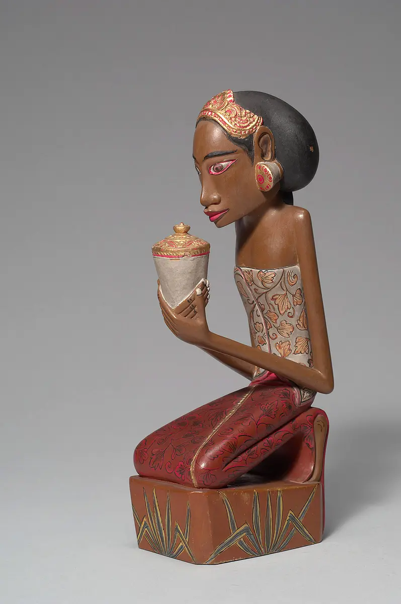 Woman holding an urn